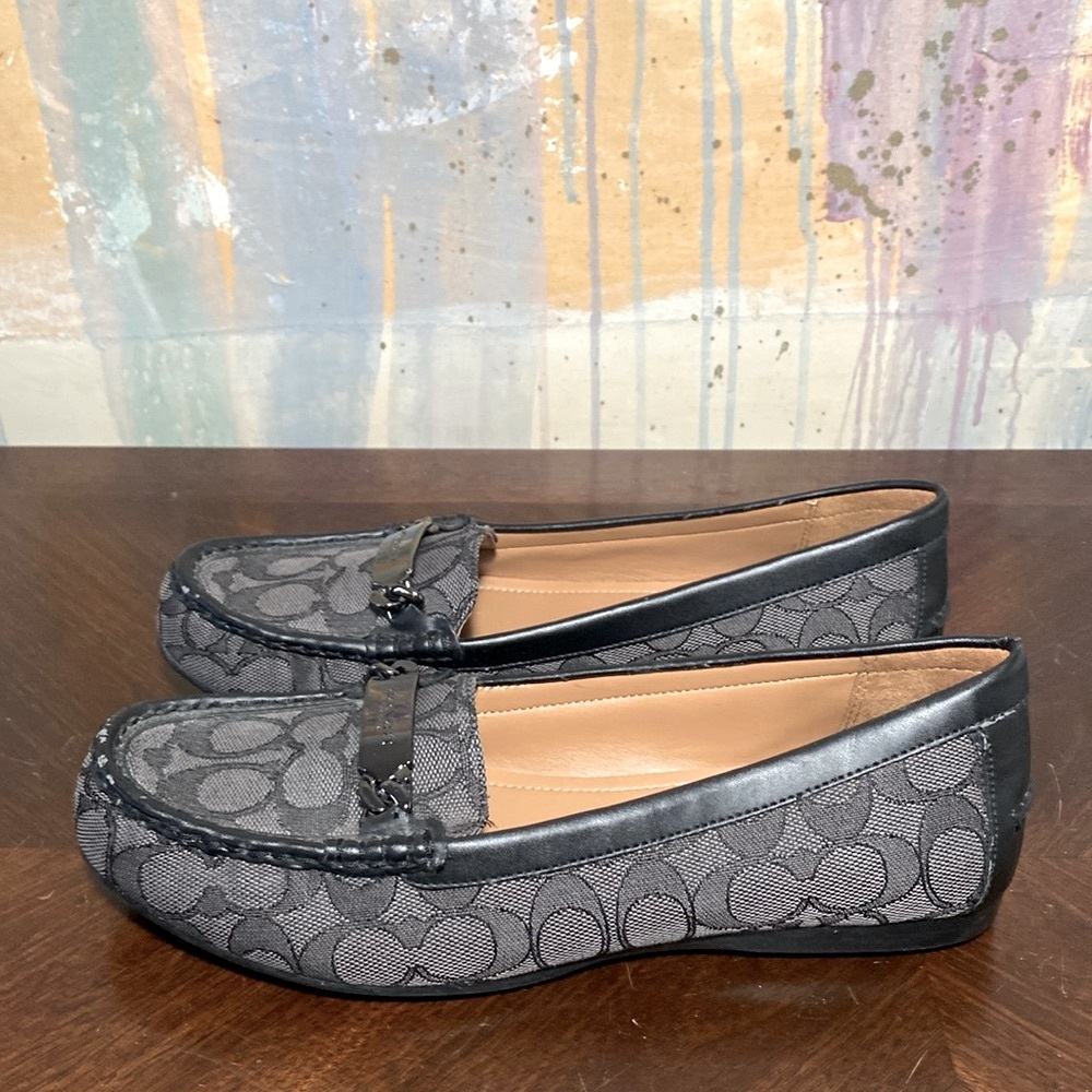 Coach Logo Olive Monogram Signature Loafers Grey Black  Women’s  9.5B - Picture 2 of 7